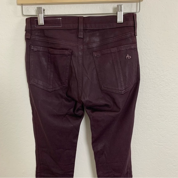 Rag & Bone Jeans Leggings Coated Womens 23 Wine Skinny Burgundy Waxed Denim - Picture 12 of 13